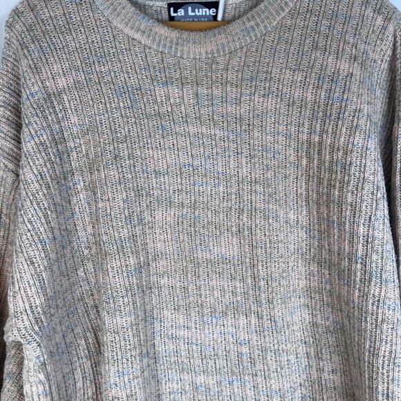 La Lune Cable Knit Sweater Crewneck Cotton Blend VTG USA Made Size Large - Picture 4 of 8